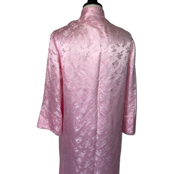 Softraiment Vintage Womens Silk Robe Size Large Pink Snap Front Floral Jacquard - Picture 16 of 16